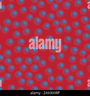 Red Blue Balls Seamless Pattern on Red Background Stock Vector