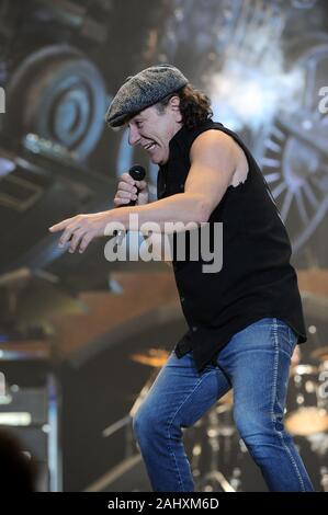 Brian Johnson during a performance by Australian rock band AC/DC at the ...