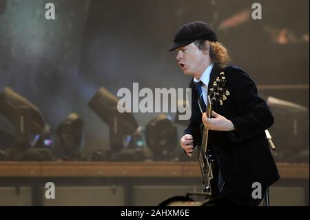 Milano Italy  19/03/2009 : Live concert of ACDC at the Mediolanum Forum of Assago,Angus Young during the concert Stock Photo