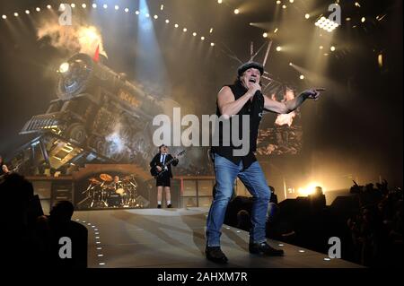 Milano Italy  19/03/2009 : Live concert of AC/DC at the Mediolanum Forum of Assago,Brian Johnson  during the concert Stock Photo