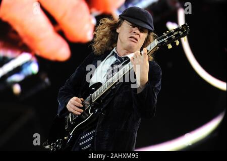 Udine Italy 05/19/2010 : Live concert of ACDC at the Stadio Friuli,Angus Young during the concert Stock Photo