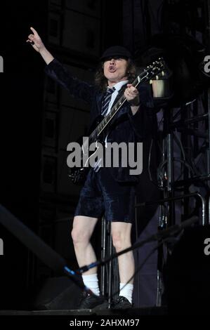 Udine Italy 05/19/2010 : Live concert of ACDC at the Stadio Friuli,Angus Young during the concert Stock Photo