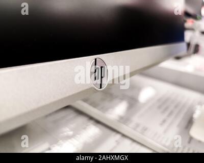 HP Hewlett Packard brand logo screen monitor computer Stock Photo