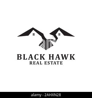 Black Hawk Real estate Logo designs inspiration Stock Vector
