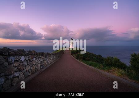 New Zealand. North Island. Cape Reinga lighthouse at dusk. Stock Photo