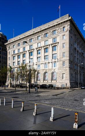The Cunard Building (1917) was the headquarters of the Cunard shipping line and is one of the Three Graces of Liverpool waterfront, UK. Stock Photo