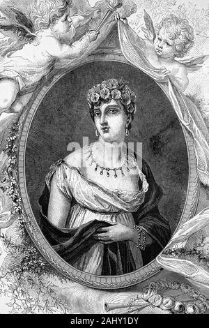 Madame Theresa Tallien. Notre-Dame de Thermidor. Born 1773, from Spain, died 1835, Belgium. Antique illustration. 1890.
