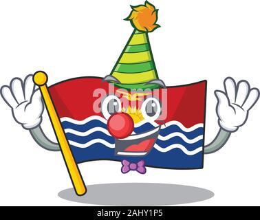 Funny flag kiribati Scroll cartoon Character with two fingers