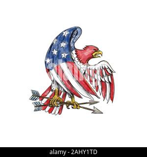 Tattoo style illustration of an American Bald Eagle with USA stars and ...