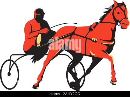 Jockey & Sulky Cart with Race Horse Stock Photo - Alamy