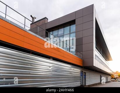 Modern architecture office building with ventilated facade. Exterior view.