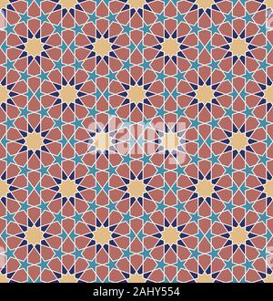 Seamless geometric ornament based on traditional arabic art. Muslim mosaic.Brown color lines.Great design for fabric,textile,cover,wrapping paper,back Stock Vector