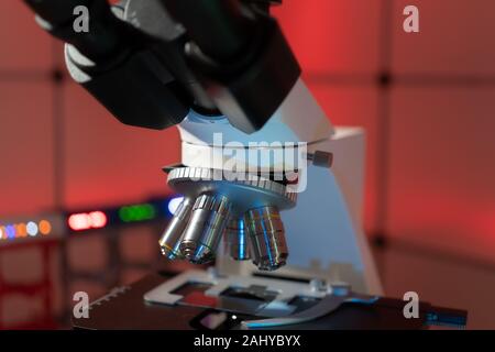 microbiological laboratory microscope in laboratory interior Stock ...