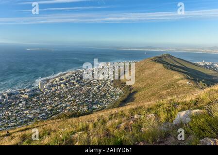 Aerial View of Signal Hill and Cape Town (Sea Point) as seen from Lion's Head, Cape Town, South Africa Stock Photo