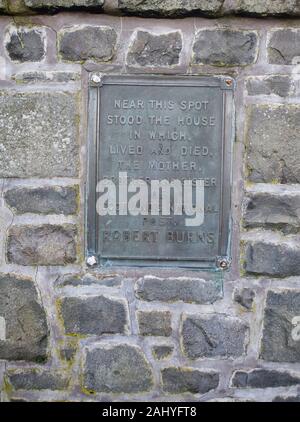 Monument to Robert Burns family showing were family were born, in East Lothian, Scotland.UK.GB. Stock Photo