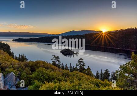 Sunrise over Emerald Bay Lake Tahoe CA USA World Location.