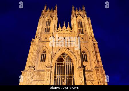 Beverley Minster at night, Beverley town, East Riding of Yorkshire, England, UK Stock Photo