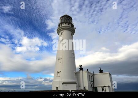 The Flamborough Head Lighthouse, East Riding of Yorkshire, England, UK Stock Photo