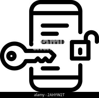 Mobile Security Icon. Vector icons on a white background. Trendy linear icon. Icon for website and print. Logo, emblem, symbol. Interface element. Pix Stock Vector