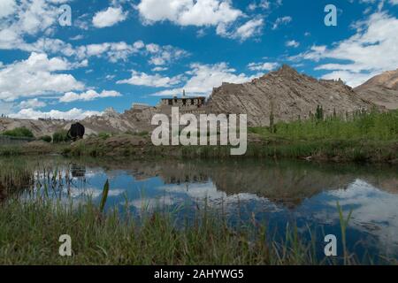 Shey  Palace seen from the Marshes in front, Leh, Ladakh, India, Asia Stock Photo