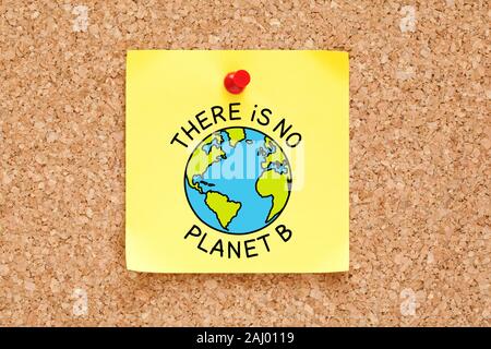 There is no planet B environmental concept drawn on yellow sticky note. Stock Photo