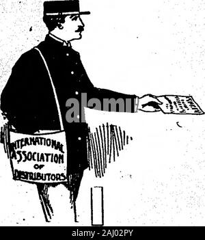 Billboard (Jul-Dec 1898) . International Association of Distributors is a roll of lionor upon which is writ only names of men who are honest* If amans reputation will not bear inquiry, if his record will not stand rigid investi-gation, he may not be admitted to the L A. of D* He must be sober, industrious, honest. He must be faithful and pains-taking, and furthermore, he must be able to prove that he is all of these. Hemust possess good standing in his community and be an enthusiatic distributor. IF BE IS ALL OF THESE THEN HE MAY BECOME A MEMBER OF THE INTERNATIONALASSOCIATION OF DISTRIBUTORS, Stock Photo