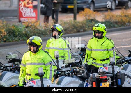 Group Of Police Motor Officers At Amsterdam The Netherlands 2019 Stock Photo