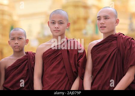 Young buddhist monks in Myanmar Stock Photo