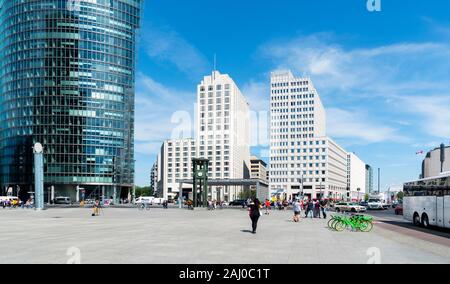 BERLIN, GERMANY - MAY 24, 2018: A view of the Potsdamer Platz, an important square in the center of the city, with many new buildings, built in the la Stock Photo