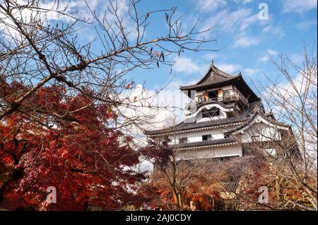 INUYAMA, JAPAN - NOV 24, 2016 - Red leaves at Inuyama Castle, Aichi Prefecture, Japan. Inuyama is one of only twelve original castles in Japan. Stock Photo