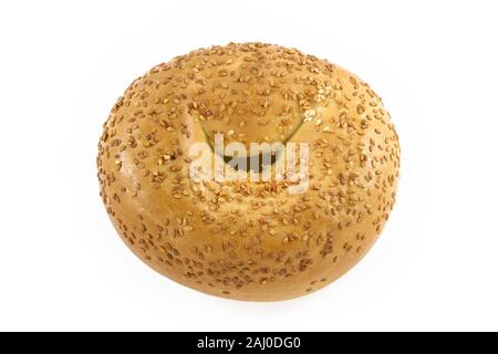 Bagel with sesame seeds isolated on white Stock Photo