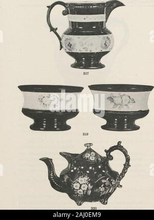 Illustrated catalogue of the valuable private collection of beautiful old English china and lustre ware including a remarkable series of tea sets, historical blue and white plates and platters and early English, French and Bohemian glass [electronic resource] : formed by the connoisseur, the late Mr Charles Wiley of East Orange, New Jersey : to be sold at unrestricted public sale at the American Art Galleries, Madison Square South, on the afternoons herein stated . floral sprays, in relief and colore. Height, (!:, inches. 319— Pair of Staffordshire Lustred Ware Bowi.s Earl if Xineteenth Centur Stock Photo