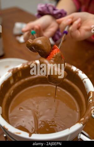 Chocolate fondue Stock Photo