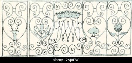 The earls of Cromartie; their kindred, country, and correspondence . IRON RAILING IN STAIR OF ROYSTON HOUSE.. MONOGRAM OF GEORGE, VISCOUNT TARBAT, AND MARGARET, COUNTESS OF WEMYSS, ABOVE SOUTH DOOR—ROYSTON HOUSE. Stock Photo