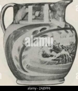 Illustrated catalogue of the valuable private collection of beautiful old English china and lustre ware including a remarkable series of tea sets, historical blue and white plates and platters and early English, French and Bohemian glass [electronic resource] : formed by the connoisseur, the late Mr Charles Wiley of East Orange, New Jersey : to be sold at unrestricted public sale at the American Art Galleries, Madison Square South, on the afternoons herein stated . 300—Staffordshire Lustred Ware Pitcher and Cover Early Nineteenth CenturyPear shape, curved spout with strainer, looped handle and Stock Photo