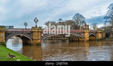 YORK ENGLAND THE ORNATE SKELDERGATE BRIDGE OVER THE RIVER OUSE Stock Photo