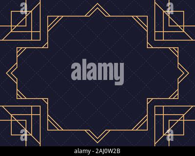 Art deco frame. Vintage linear border. Design a template for invitations, leaflets and greeting cards. The style of the 1920s and 1930s. Vector illust Stock Vector