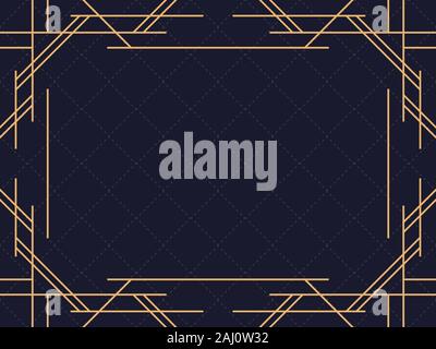 Art deco frame. Vintage linear border. Design a template for invitations, leaflets and greeting cards. The style of the 1920s and 1930s. Vector illust Stock Vector