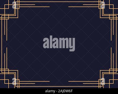 Art deco frame. Vintage linear border. Design a template for invitations, leaflets and greeting cards. The style of the 1920s and 1930s. Vector illust Stock Vector