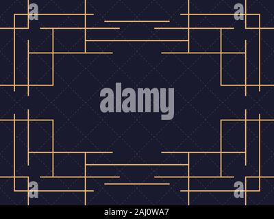 Art deco frame. Vintage linear border. Design a template for invitations, leaflets and greeting cards. The style of the 1920s and 1930s. Vector illust Stock Vector
