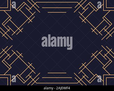 Art deco frame. Vintage linear border. Design a template for invitations, leaflets and greeting cards. The style of the 1920s and 1930s. Vector illust Stock Vector