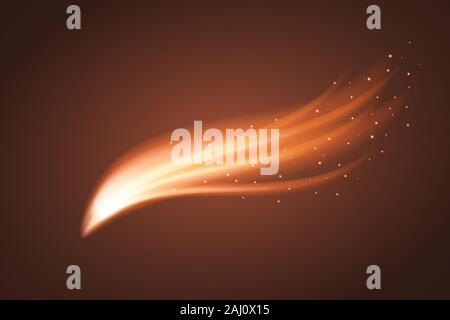 Glowing and shiny red flow. Vector illustration. Flying abstract light. Stock Vector