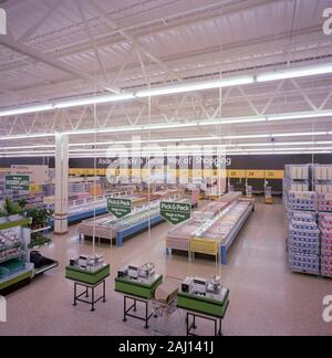 Newly completed Asda store, in 1982 at Halifax, west Yorkshire ...