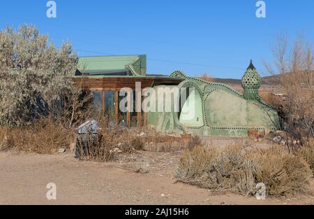 Earthship Biotecture visitor center (sample home) at 2 Earthship Way in Tres Piedras, New Mexico on November 14, 2019 Stock Photo