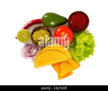 taco ingridients isolated on white Stock Photo