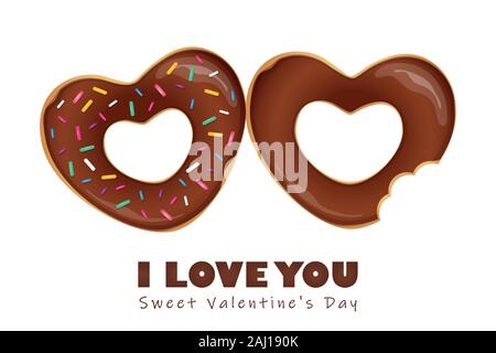 sweet valentines day with chocolate donuts and lollipop vector illustration EPS10 Stock Vector