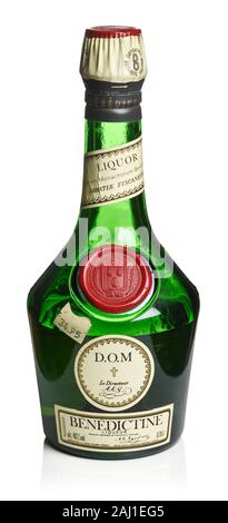 An old bottle of Benedictine liqueur Stock Photo