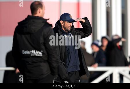 Magdeburg, Germany. 02nd Jan, 2020. Football: 3rd division, training kick-off for 1 FC Magdeburg Claus-Dieter Wollitz, the new head coach of 1 FC Magdeburg, is on the training pitch. Credit: Ronny Hartmann/dpa-Zentralbild/ZB/dpa/Alamy Live News Stock Photo
