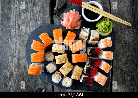 Huge Sushi Roll Set Big Party Stock Photo 1604585764