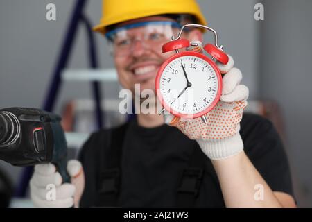Happy enthusiastic construction worker Stock Photo